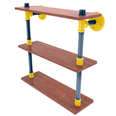 Collegiate Collection Wood Triple Shelf Great Lakes Maize and Blue Edition