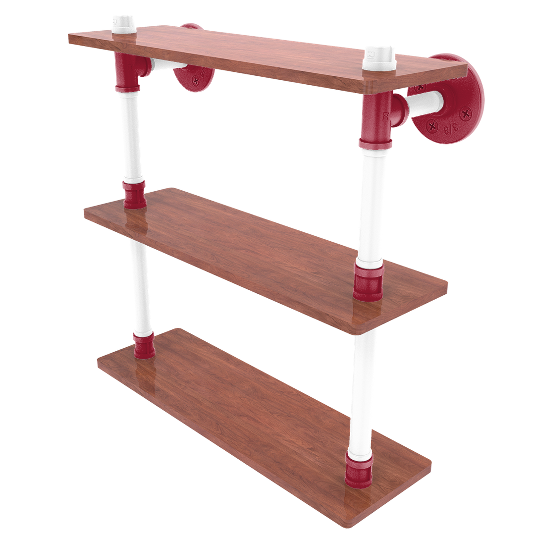 Collegiate Collection Wood Triple Shelf Tidewater Red and White Edition