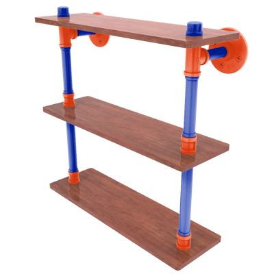Collegiate Collection Wood Triple Shelf Swamp Blue and Orange Edition