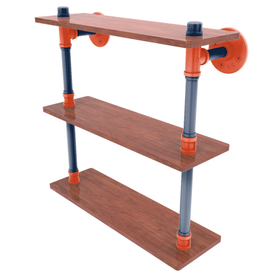 Collegiate Collection Wood Triple Shelf Champaign Orange and Blue Edition