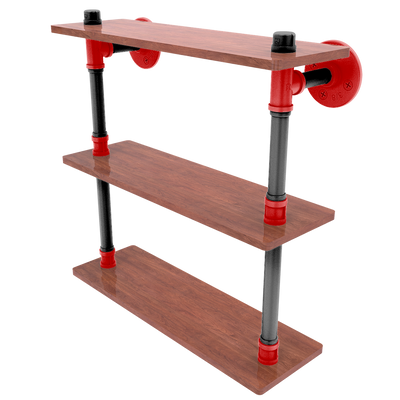 Collegiate Collection Wood Triple Shelf Lubbock Red and Black Edition