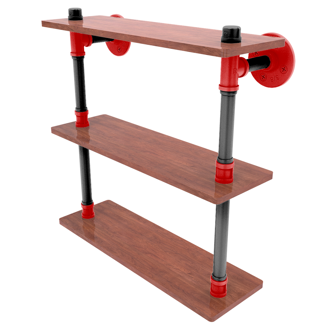 Collegiate Collection Wood Triple Shelf Lubbock Red and Black Edition