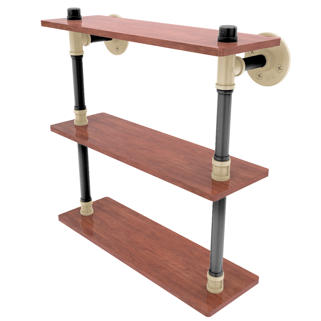 Collegiate Collection Wood Triple Shelf West Lafayette Black and Gold Edition