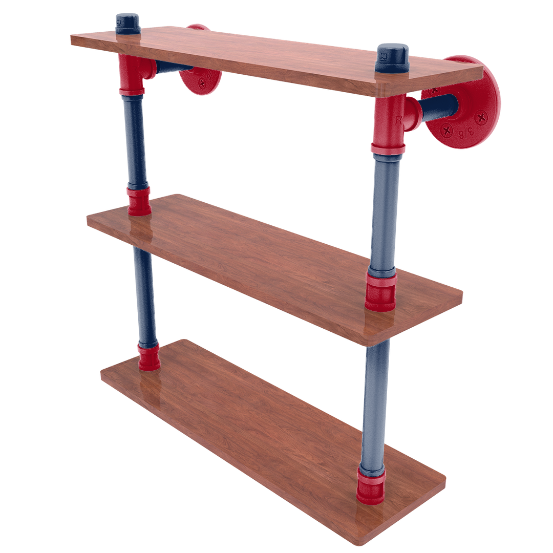 Collegiate Collection Wood Triple Shelf Tucson Red and Blue Edition