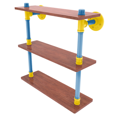 Collegiate Collection Wood Triple Shelf Westwood Blue and Gold Edition