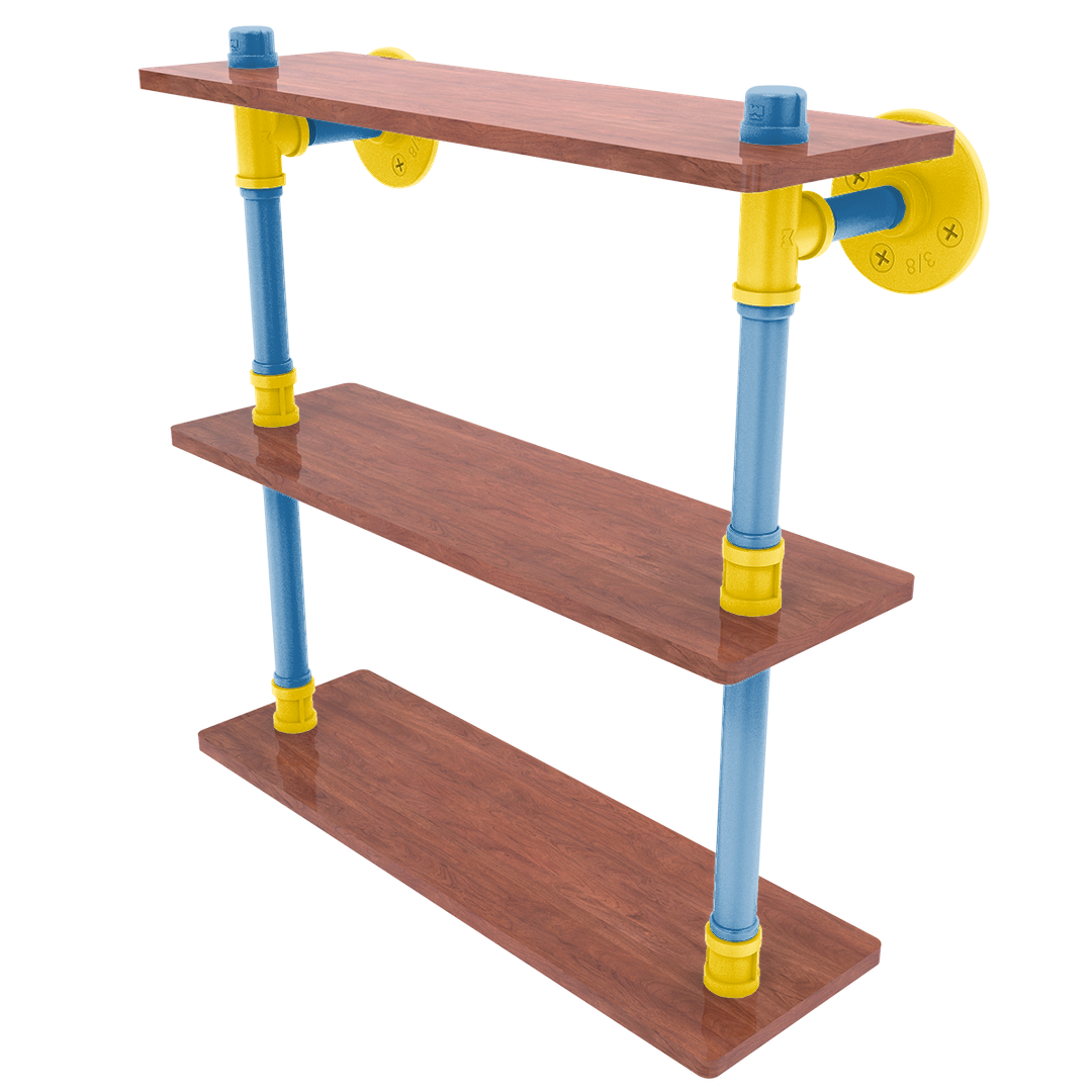 Collegiate Collection Wood Triple Shelf Westwood Blue and Gold Edition