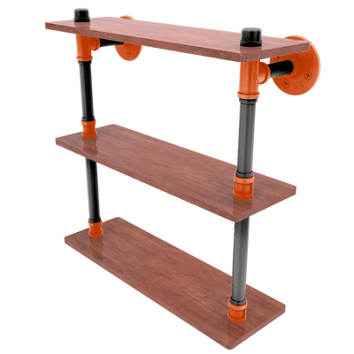 Collegiate Collection Wood Triple Shelf Corvallis Orange and Black Edition