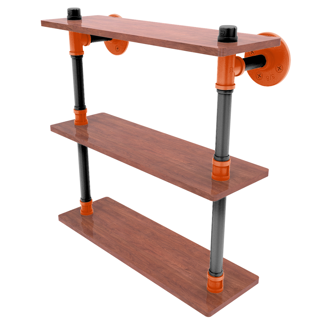 Collegiate Collection Wood Triple Shelf Corvallis Orange and Black Edition