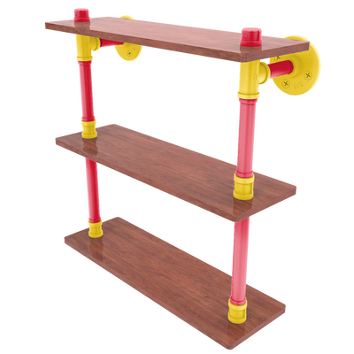 Collegiate Collection Wood Triple Shelf Chesapeake Red Black and Gold Edition