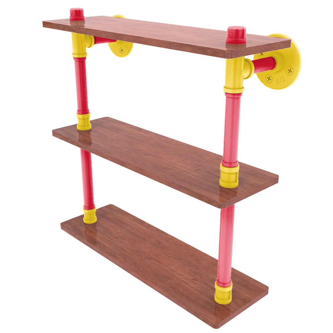 Collegiate Collection Wood Triple Shelf Chesapeake Red Black and Gold Edition