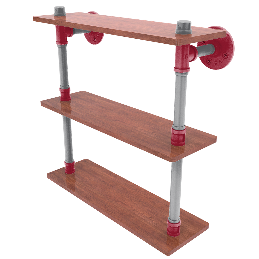 Collegiate Collection Wood Triple Shelf Pullman Crimson and Gray Edition