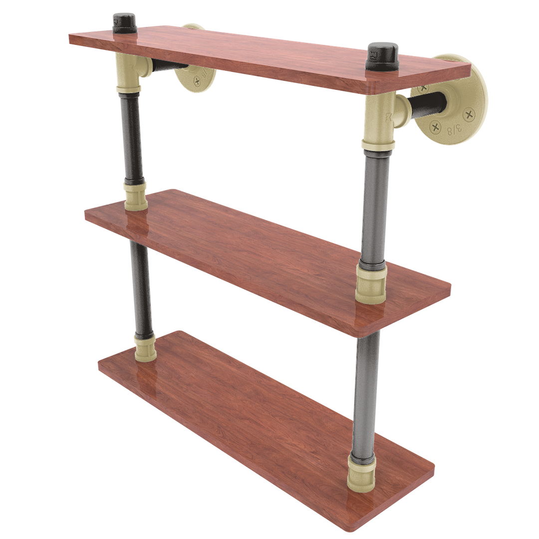 Collegiate Collection Wood Triple Shelf Boulder Black and Gold Edition