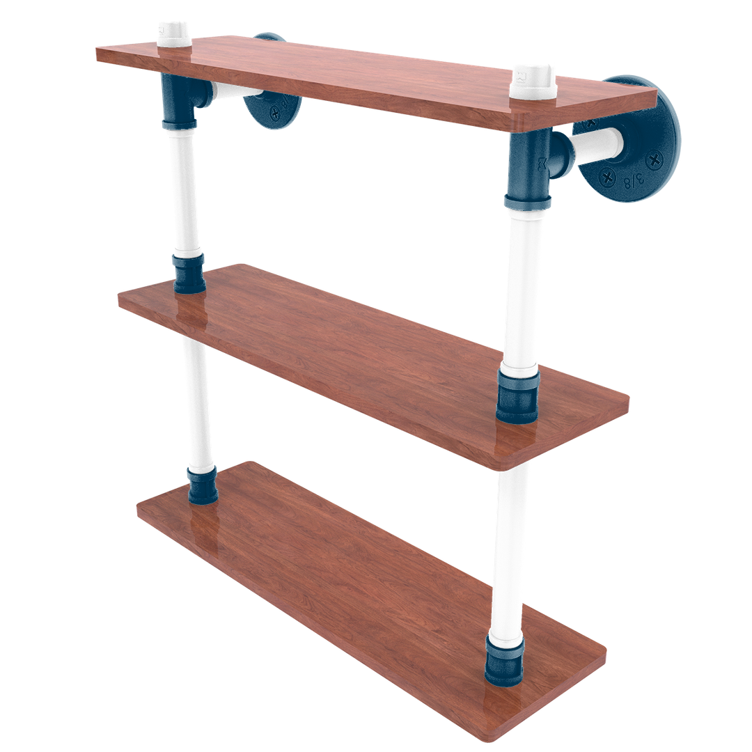 Collegiate Collection Wood Triple Shelf Hartford Blue and White Edition