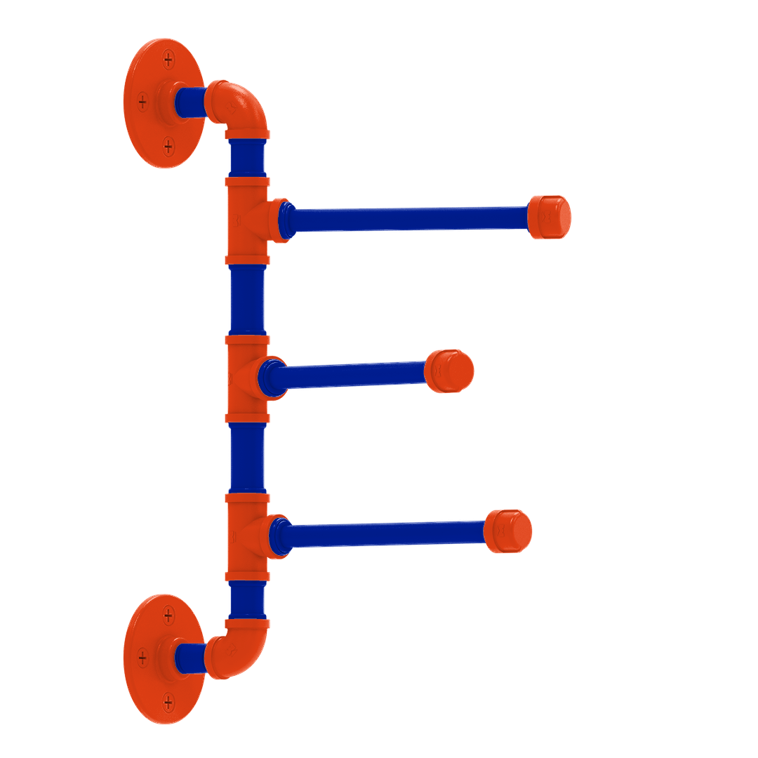 Collegiate Collection 3 Swing Arm Vertical Towel Bar Swamp Blue and Orange Edition