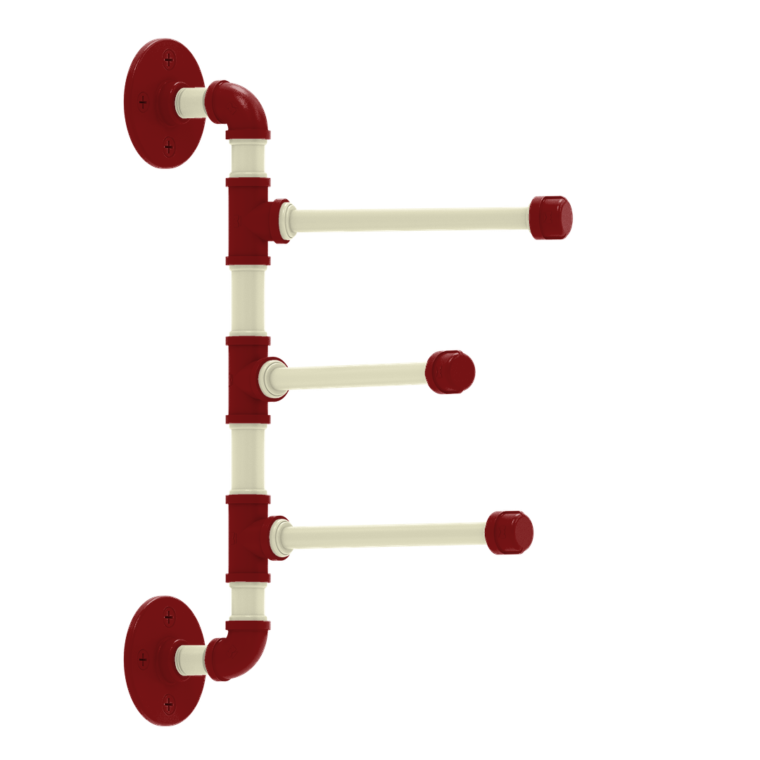 Collegiate Collection 3 Swing Arm Vertical Towel Bar Norman Crimson and Cream Edition