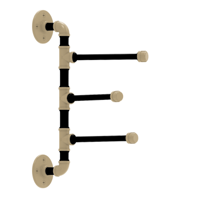Collegiate Collection 3 Swing Arm Vertical Towel Bar West Lafayette Black and Gold Edition