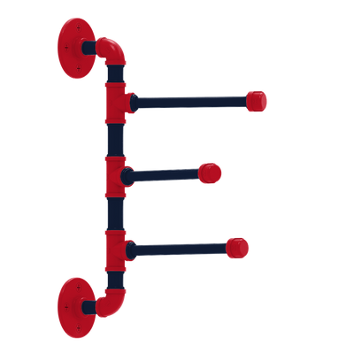 Collegiate Collection 3 Swing Arm Vertical Towel Bar Oxford Red and Navy Edition