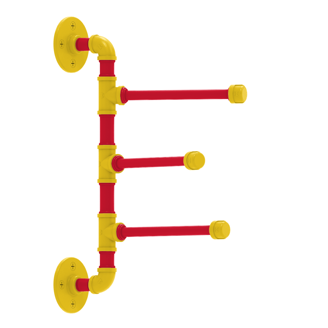 Collegiate Collection 3 Swing Arm Vertical Towel Bar Chesapeake Red Black and Gold Edition