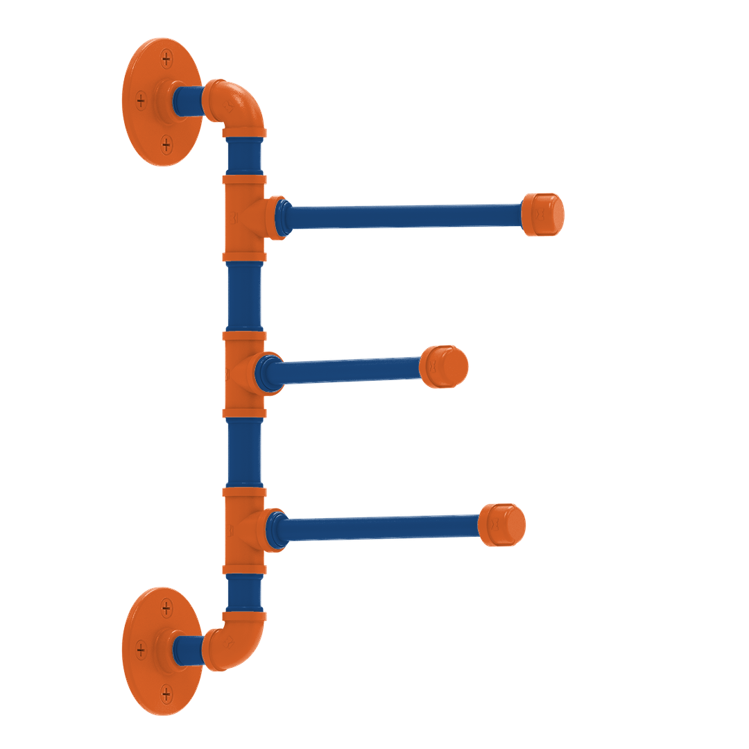 Collegiate Collection 3 Swing Arm Vertical Towel Bar Treasure Valley Blue and Orange Edition