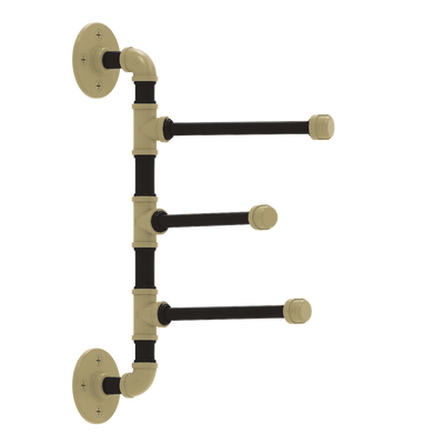 Collegiate Collection 3 Swing Arm Vertical Towel Bar Boulder Black and Gold Edition