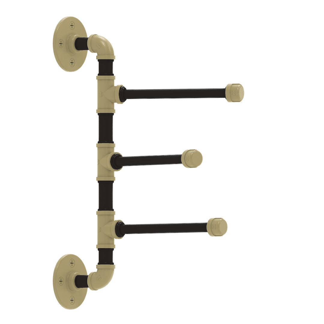 Collegiate Collection 3 Swing Arm Vertical Towel Bar Boulder Black and Gold Edition