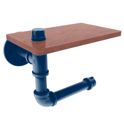 Collegiate Collection Toilet Paper Holder with Wood Shelf Bay Area Blue and Gold Edition
