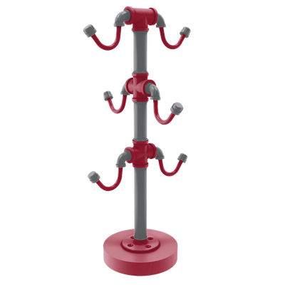 Collegiate Collection Countertop 6 Coffee Mug Holder Pullman Crimson and Gray Edition