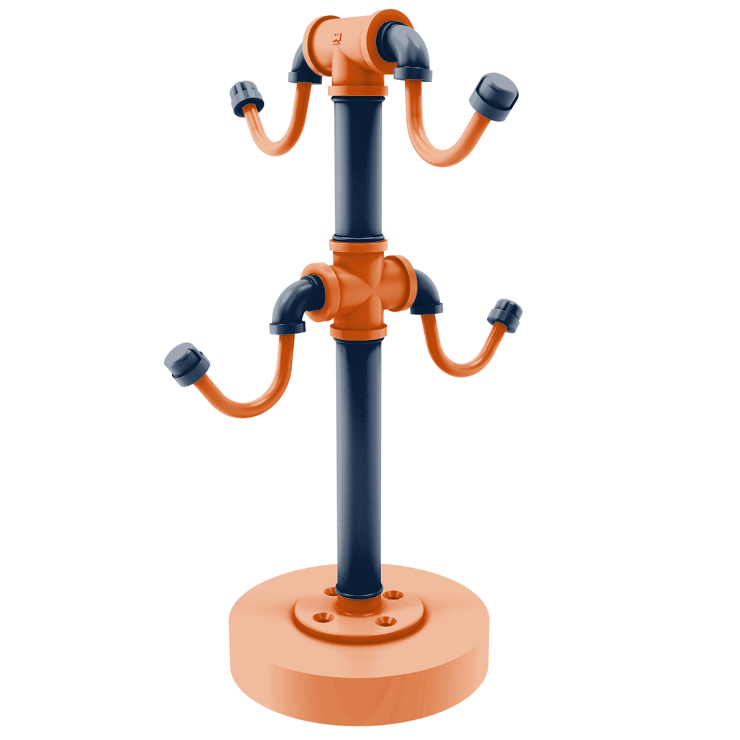 Collegiate Collection Countertop 4 Coffee Mug Holder Plainsmen Blue and Orange Edition