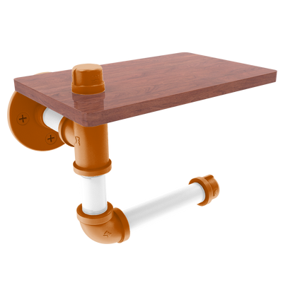 Collegiate Collection Toilet Paper Holder with Wood Shelf Austin Game Day Edition