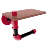 Collegiate Collection Toilet Paper Holder with Wood Shelf Athens Red and Black Edition