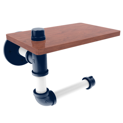 Collegiate Collection Toilet Paper Holder with Wood Shelf Keystone State Blue and White Edition
