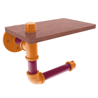 Collegiate Collection Toilet Paper Holder with Wood Shelf Blacksburg Game Day Edition