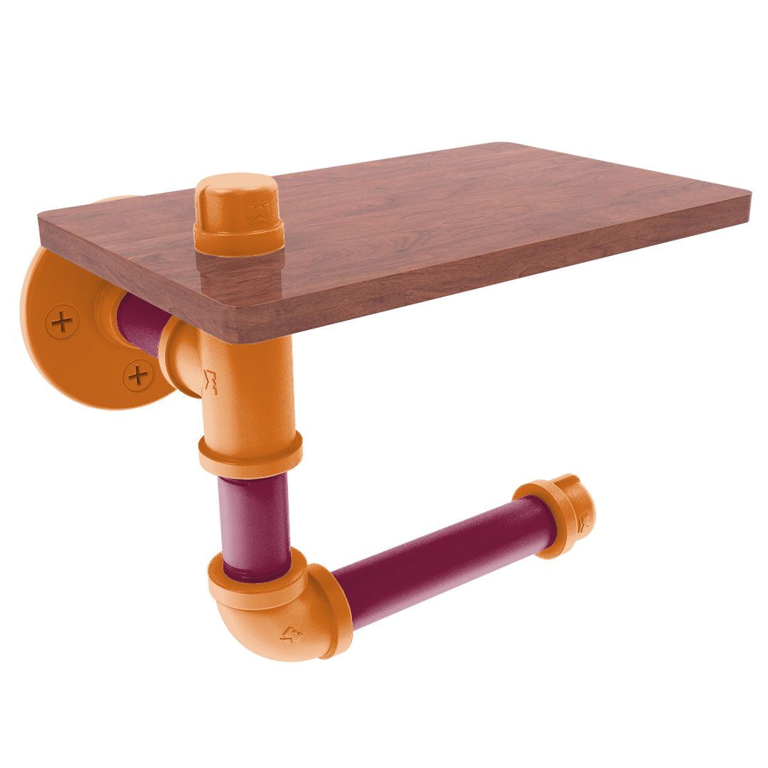 Collegiate Collection Toilet Paper Holder with Wood Shelf Blacksburg Game Day Edition