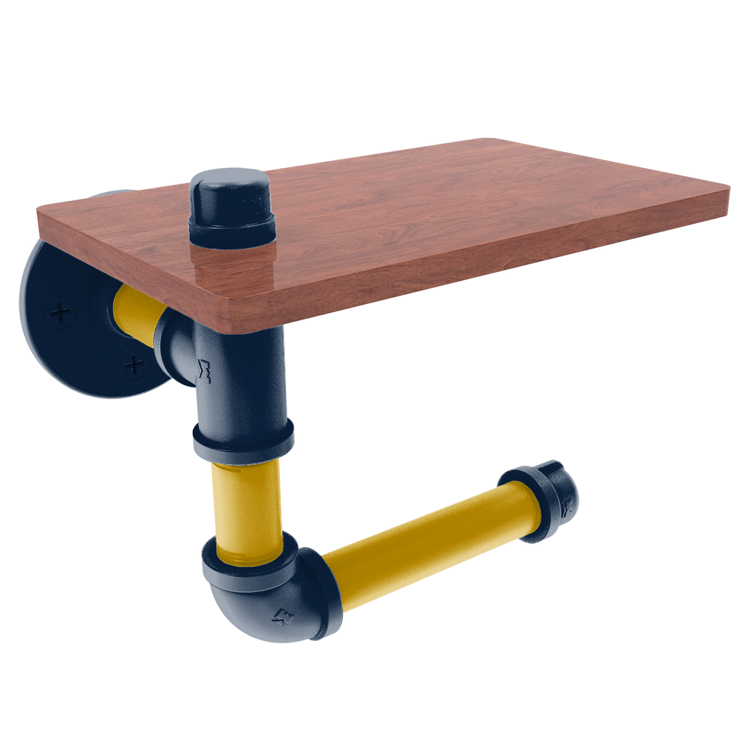 Collegiate Collection Toilet Paper Holder with Wood Shelf South Bend Game Day Edition