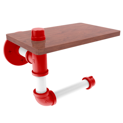 Collegiate Collection Toilet Paper Holder with Wood Shelf Cornhusker Red and White Edition