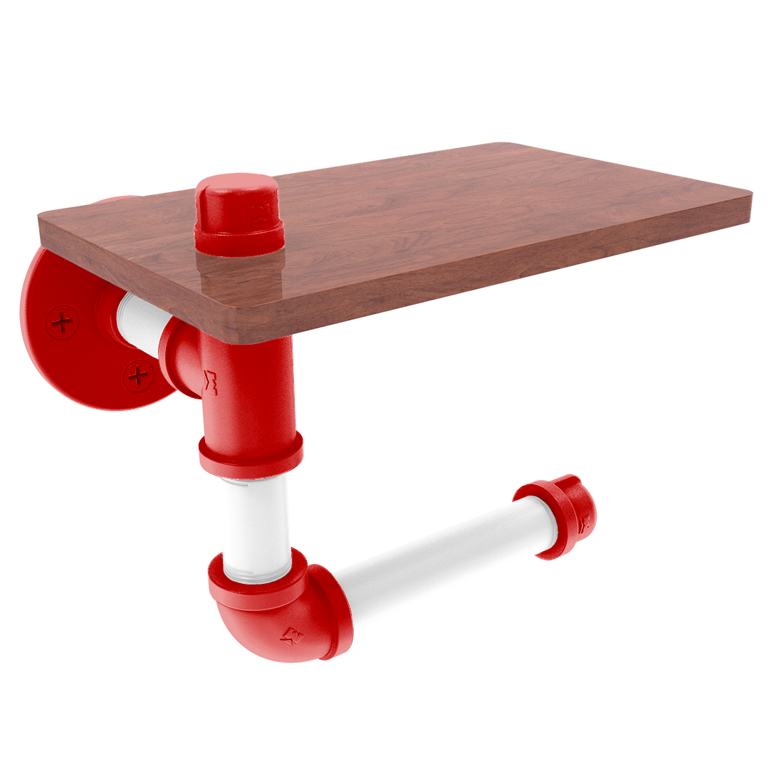 Collegiate Collection Toilet Paper Holder with Wood Shelf Cornhusker Red and White Edition
