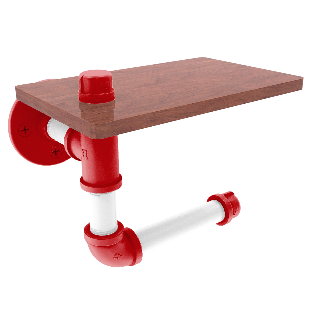 Collegiate Collection Toilet Paper Holder with Wood Shelf Badger State Red and White Edition