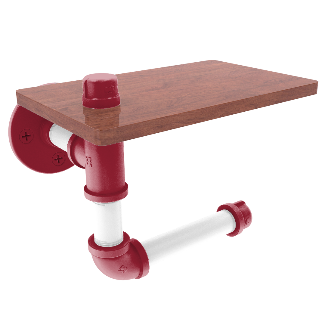 Collegiate Collection Toilet Paper Holder with Wood Shelf Fayetteville Red and White Edition