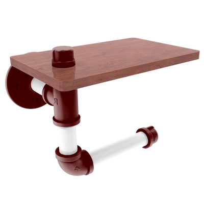 Collegiate Collection Toilet Paper Holder with Wood Shelf College Station Maroon and White Edition