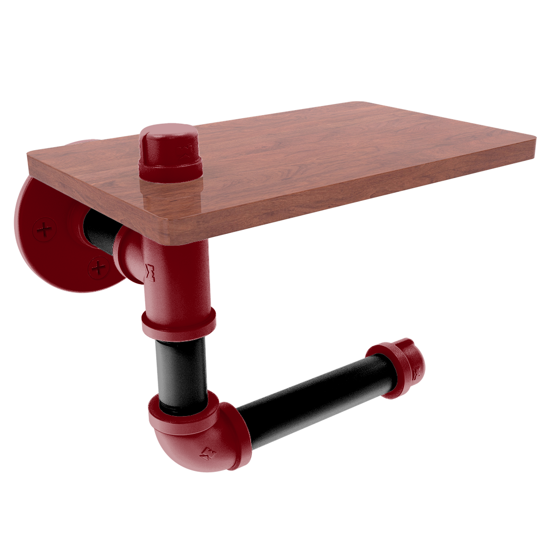 Collegiate Collection Toilet Paper Holder with Wood Shelf Columbia Garnet and Black Edition