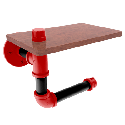 Collegiate Collection Toilet Paper Holder with Wood Shelf Lubbock Red and Black Edition
