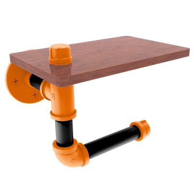 Collegiate Collection Toilet Paper Holder with Wood Shelf Stillwater Orange and Black Edition