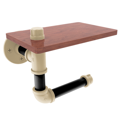 Collegiate Collection Toilet Paper Holder with Wood Shelf West Lafayette Black and Gold Edition