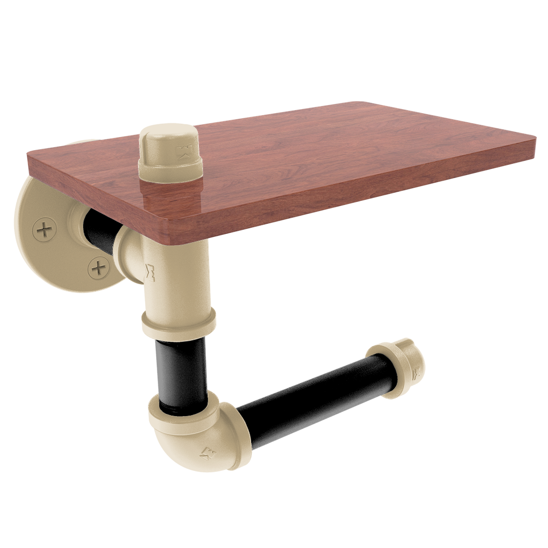 Collegiate Collection Toilet Paper Holder with Wood Shelf West Lafayette Black and Gold Edition