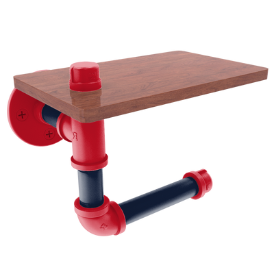 Collegiate Collection Toilet Paper Holder with Wood Shelf Oxford Red and Navy Edition