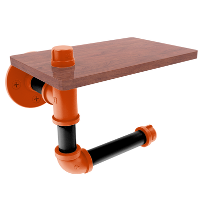 Collegiate Collection Toilet Paper Holder with Wood Shelf Corvallis Orange and Black Edition