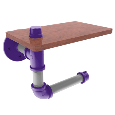 Collegiate Collection Toilet Paper Holder with Wood Shelf Flint Hills Purple and Silver Edition