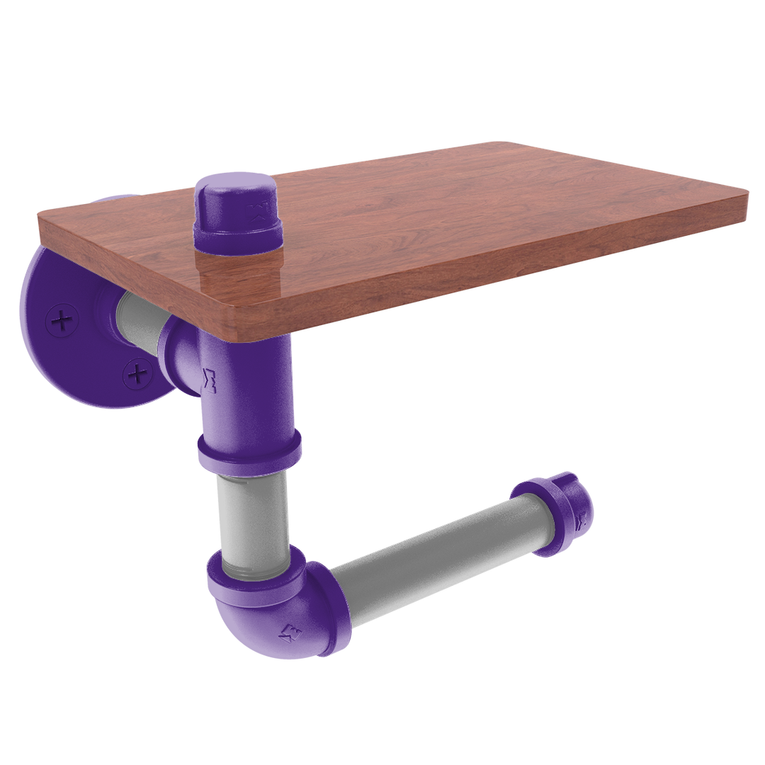 Collegiate Collection Toilet Paper Holder with Wood Shelf Flint Hills Purple and Silver Edition