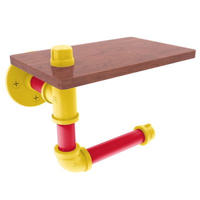 Collegiate Collection Toilet Paper Holder with Wood Shelf Chesapeake Red Black and Gold Edition