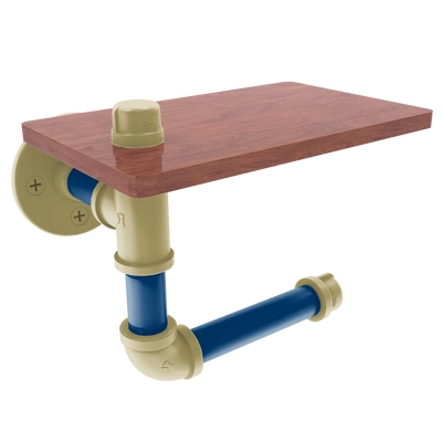 Collegiate Collection Toilet Paper Holder with Wood Shelf Atlanta Gold and White Edition